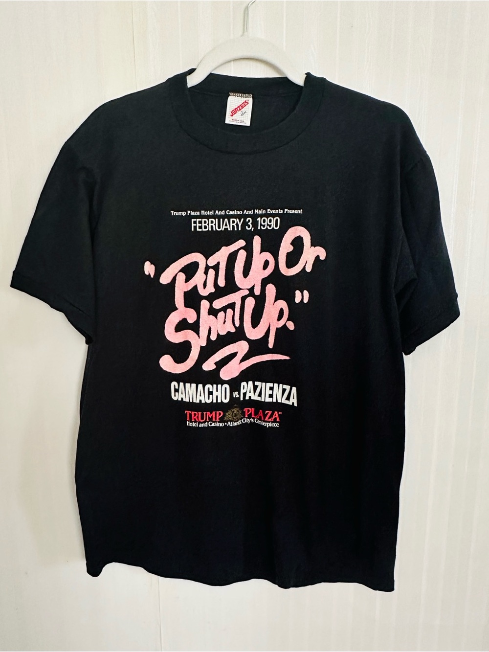 Vintage 1990 Trump Plaza Comacho vs Pazienza “Put Up Or Shut Up" Boxing T-Shirt